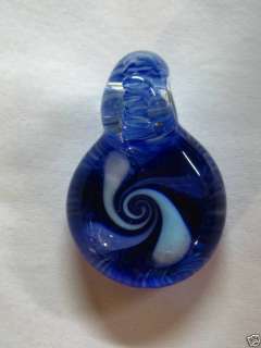 White Lavender & Blue 3D Spiral Glass Pendant Bead Gift  