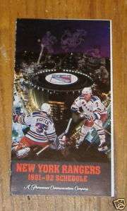 new york rangers pocket schedule 1991 1992 NHL  