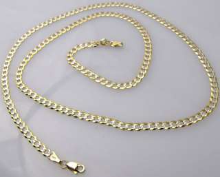 4mm 10K YELLOW GOLD 24 D/C CUBAN LINK NECKLACE CHAIN  