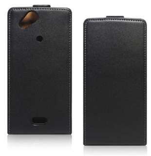 Flip Leather Case for Sony Ericsson Xperia Arc S X12 Black  