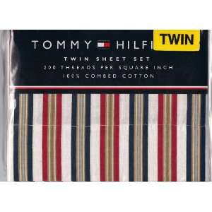  Tommy Hilfiger Porter Stripe Twin Bedding Sheet Set: Home 