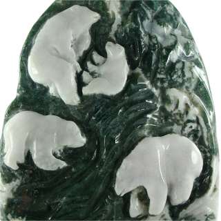 Beautiful Carved Multi Color Moss Agate for Collector  