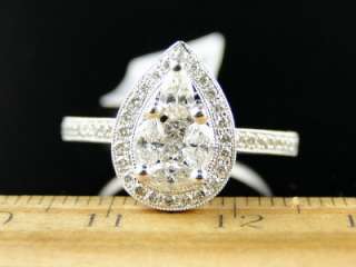 14K BRIDAL ENGAGEMENT DIAMOND PEAR SHAPE SOLITAIRE RING  