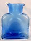 Blenko Art Glass Blue Water Vessel Jug Double Pinch Spout Pitcher Vase 