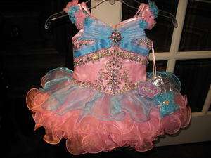Ritzee Girls B211 Pink Blue Stunning Cupcake Pageant Dress 3  