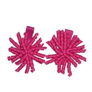    1.5 Shocking Pink Mini Korker Girls Hair Bow Clips, Pair: Beauty