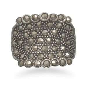 Concave Marcasite .925 Sterling Silver Ring. Sizes 6 9   RingSize 6