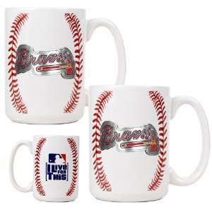  Atlanta Braves Game Ball Ceramic Coffee Mug Set: Kitchen 