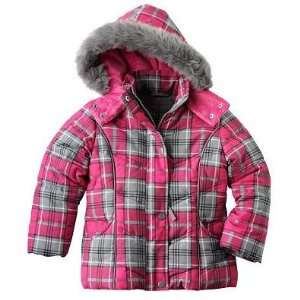  Big Chill Plaid Bubble Hem Girls Jacket Size 4 Pink/Gray 