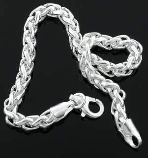 Mens 7 9 Inch Made in Italy .925 Sterling Silver Wheat Basket Rope 