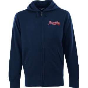 Atlanta Braves Navy Signature Full Zip Fleece Hooded Sweatshirt 