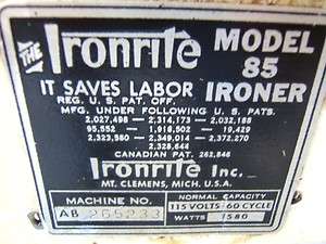 Ironrite Mangle Iron   Vintage Model 85 Iron Rite Iron  