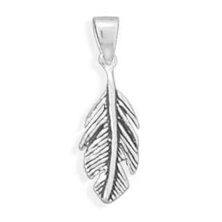 Sterling Silver Bird Feather Trendy Charm Pendant  