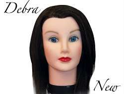   100 % human hair with vinyl head and facial make up the debra manikin