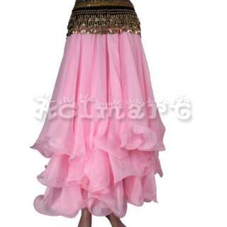 lady Belly Dance Skirt Chiffon 3 layer Circle Dress NWT  