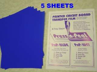 Press n Peel Blue PCB Transfer Film   5 SHEETS *Make your OWN circuit 