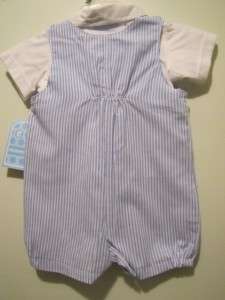   striped shortalls with a soft, furry bunny appliqued on the front
