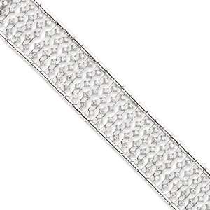  Sterling Silver Wide Cz Bracelet: Jewelry