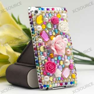 Bling Rhinestone flower Case For iPod Touch 4 4th 4G Back Crystal 