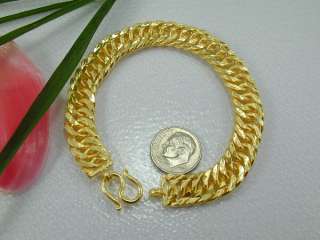   Diamond Cut Curb Link 22K 24K Gold GP Baht Thai Bracelet 7  