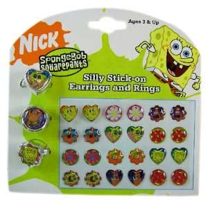  Spongebob and Patrick Silly Stick on Sticker Earrings and 