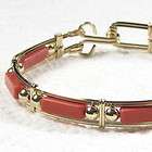 Red Malachite Gemstone Bangle Bracelet 14K Rolled Gold  