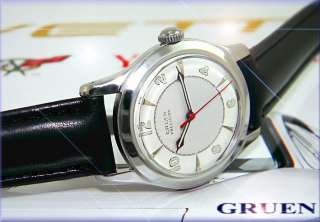1940s Vintage GRUEN 422 Military WR Mens DeCo 2 Tone WWII Stainless 