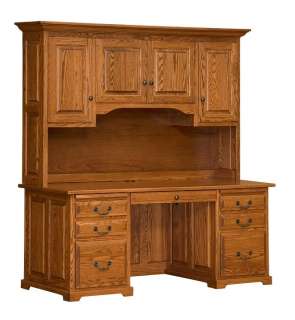 Amish Executive Computer Desk Hutch Home Office Solid Wood Oak Maple 
