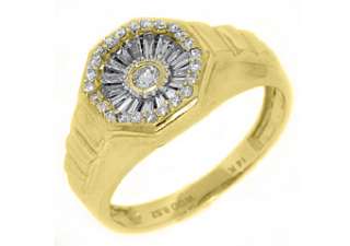 MENS .52 CARAT DIAMOND PINKY RING BRILLIANT ROUND CUT 14KT YELLOW GOLD 