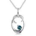 14k White Gold 3/4ct TDW Blue Diamond Journey Necklace  