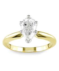 14k Gold 1ct TDW Pear Diamond Solitaire Ring (I J, I1 I2)  Overstock 