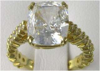 R00010 14K solid gold 6ct cushion CZ pave ring  