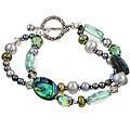   Life Silver Paua Shell and Pearl Double strand Bracelet (4 9 mm