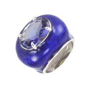  Blue Enamel CZ Ring Jewelry