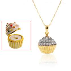 10k Gold Diamond Accent Cupcake Necklace  Overstock