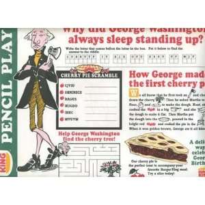  Burger King Placemat George Washington 1988 Cherry Pie 