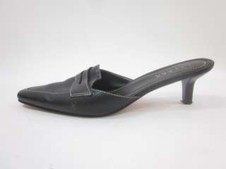 LAUREN RALPH LAUREN Black Leather Slides Shoes Sz 7.5B  