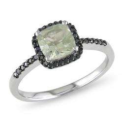   Gold Green Amethyst and 1/6ct TDW Black Diamond Ring  Overstock