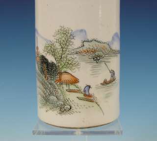Fine Chinese Porcelain Brush Pot Landscape 19th C.  