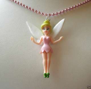GIRLS TINKERBELL NECKLACE PINK BALL CHAIN  