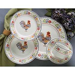 Gibson 40 piece Floral Rooster Dinnerware Set  