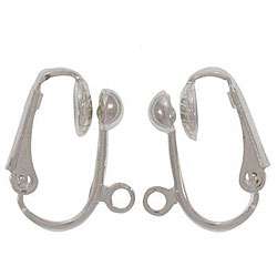 Silverplated Brass Clip on Ball Earring Findings (8)  