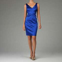 Jones New York Womens Blue Stretch Satin Sheath Dress  Overstock