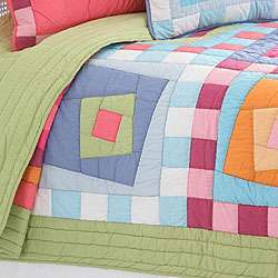 Pine Cone Hill Crazy Color Blocks Twin size Quilt  