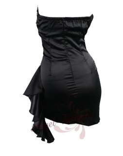   Pleated Waist Flounce Belt Strapless Clubwear Dresses S M L XL Black