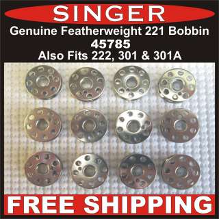 GENUINE SINGER Featherweight Bobbin Bobbins 221, 222 & 301, 301A FREE 