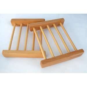  Soul  2pcs/Set Wooden Ladder Soap Dish 100% Natural Wood Soap Dish 