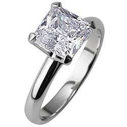 Silvertone Princess CZ Bridal inspired Solitaire Ring  