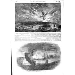  1855 FIRE SANTA MARIA WAR SHIP FRIGATE SEABSTOPOL