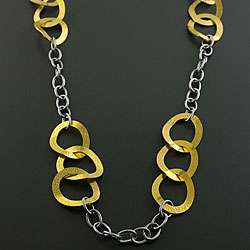 14k Gold/ Stainless Steel Cable Necklace (Italy)  Overstock